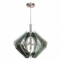 Nickel pendant fixture composed of green shades